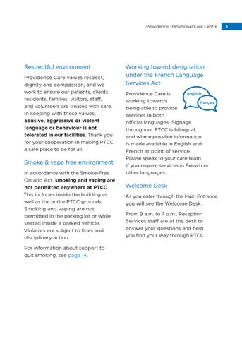 Providence Transitional Care Centre Patient Handbook 第 5 页