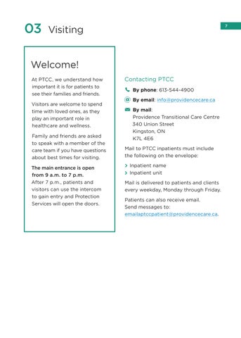 Providence Transitional Care Centre Patient Handbook 第 9 页