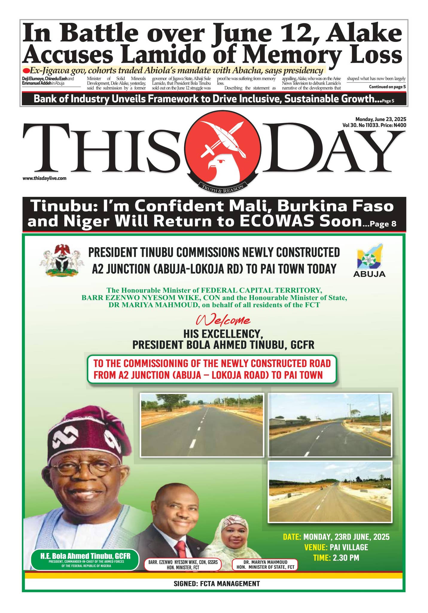 MONDAY 23RD JUNE 2025 by THISDAY Newspapers Ltd - Issuu