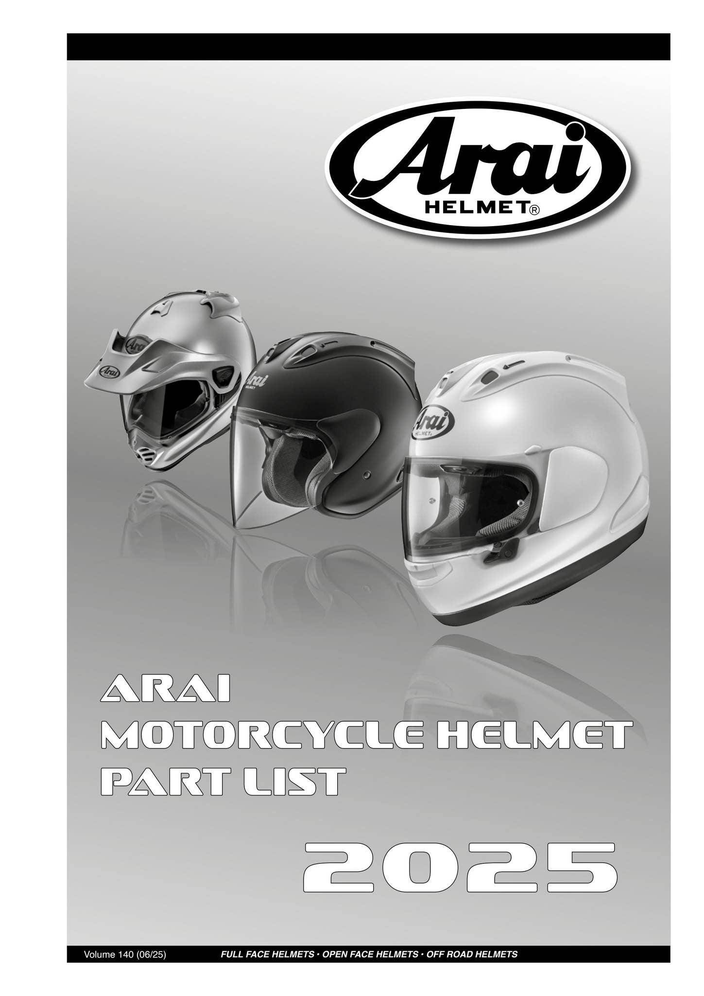 araiページ Motorcycle Helmet Part List 140 / 25 by Arai Helmet (Europe