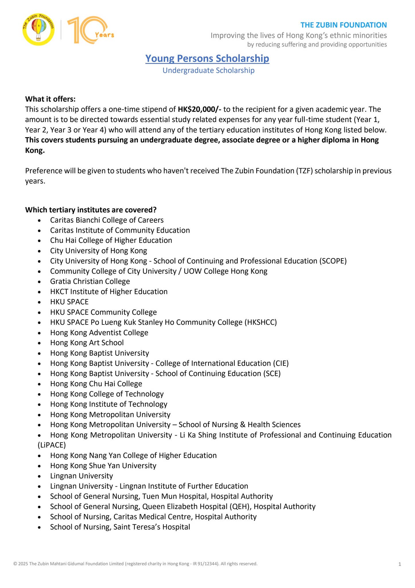 Young Persons Scholarship (2025 Undergraduate) by The Zubin Foundation -  Issuu