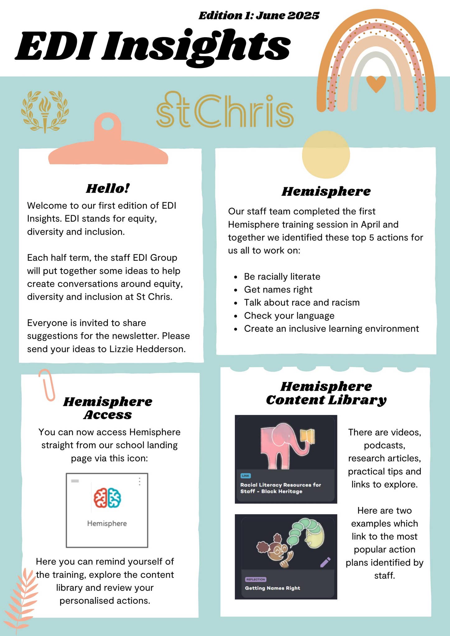 EDI Newsletter 1 by St Christopher School - Issuu