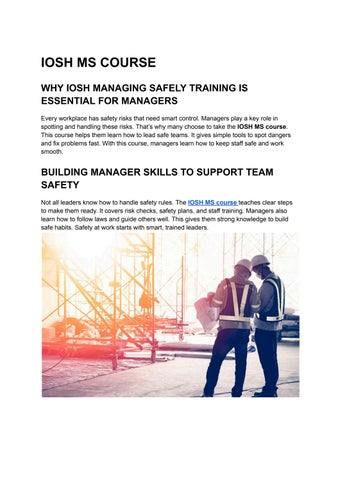 IOSH MS COURSE by Pitcksa - Issuu