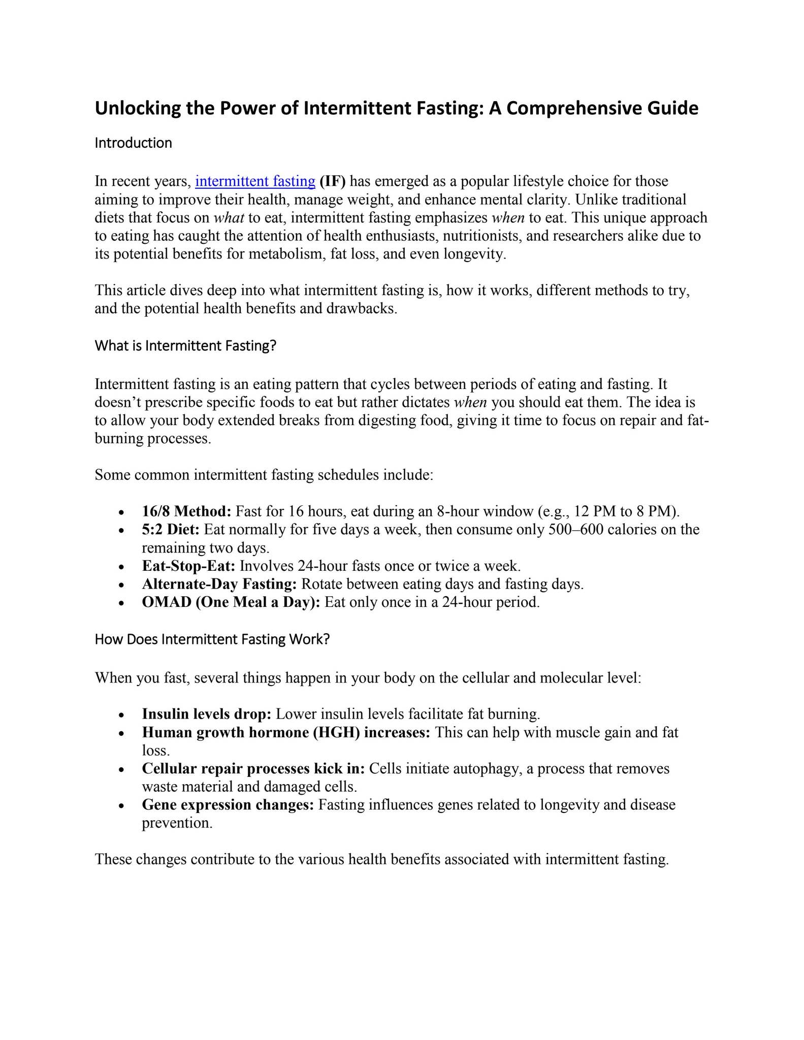 Unlocking the Power of Intermittent Fasting: A Comprehensive Guide by ...