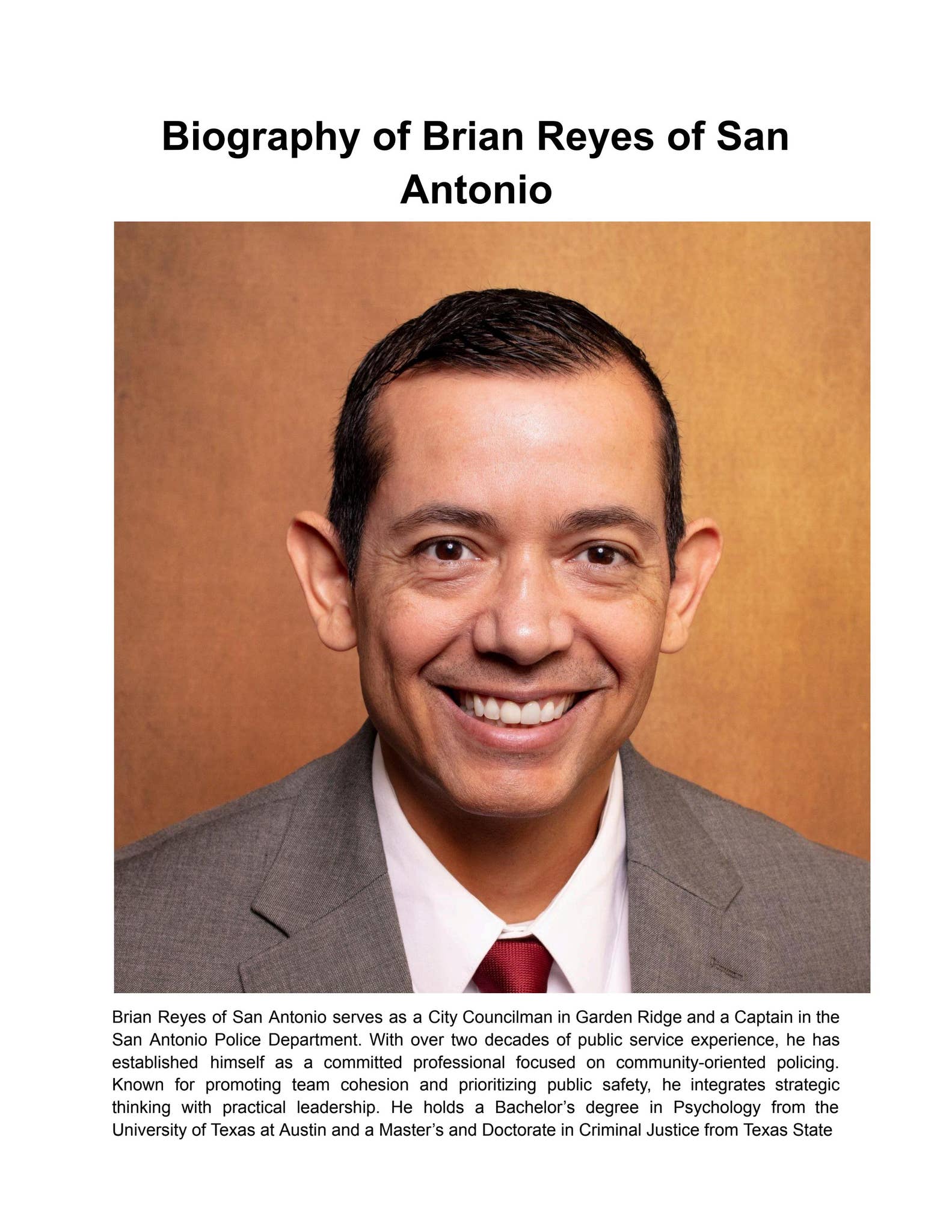 Biography of Brian Reyes of San Antonio by Brian Reyes SAPD - Issuu