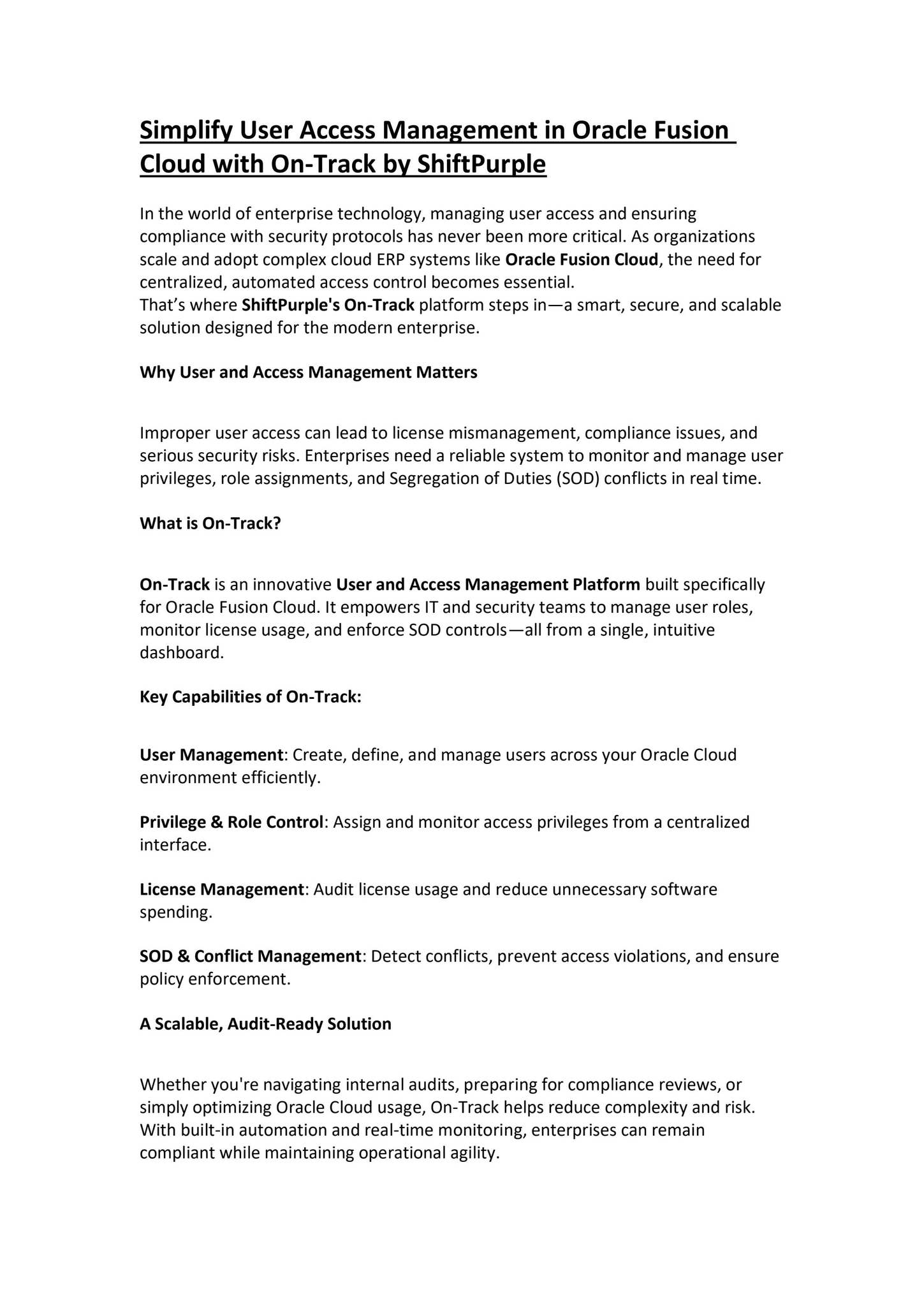 Simplify User Access Management in Oracle Fusion Cloud with On-Track by ...