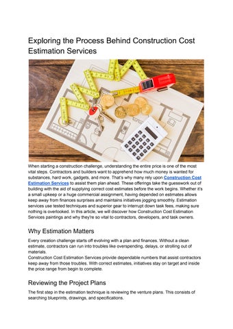 Exploring the Process Behind Construction Cost Estimation Services by ...