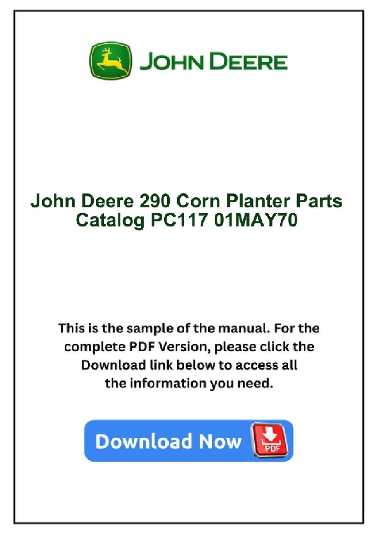 John Deere 290 Corn Planter Parts Catalog PC117 01MAY70 by manualgroup ...