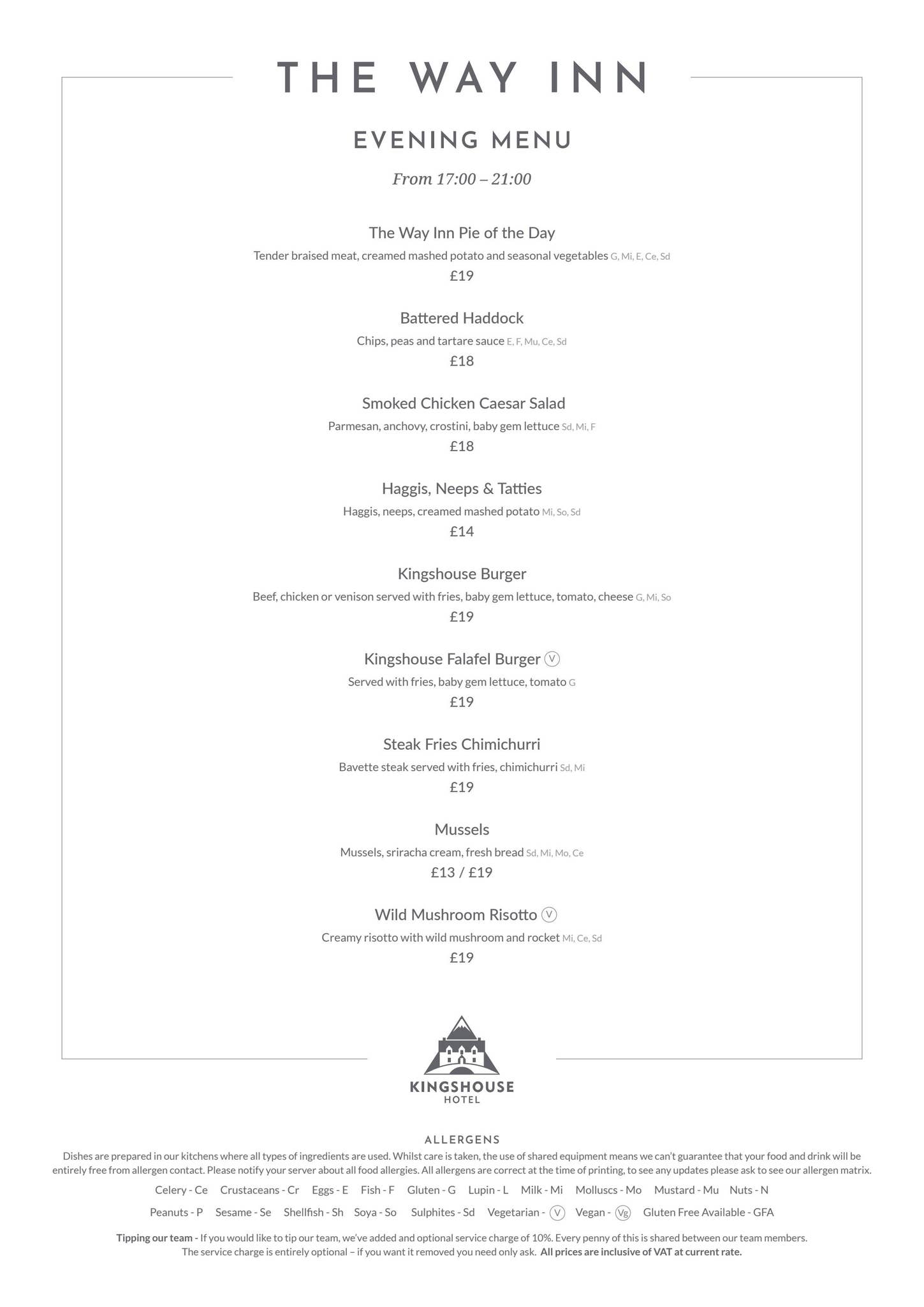 The Way Inn | Dinner Menu | Kingshouse Hotel by Crieff Hydro Family of ...