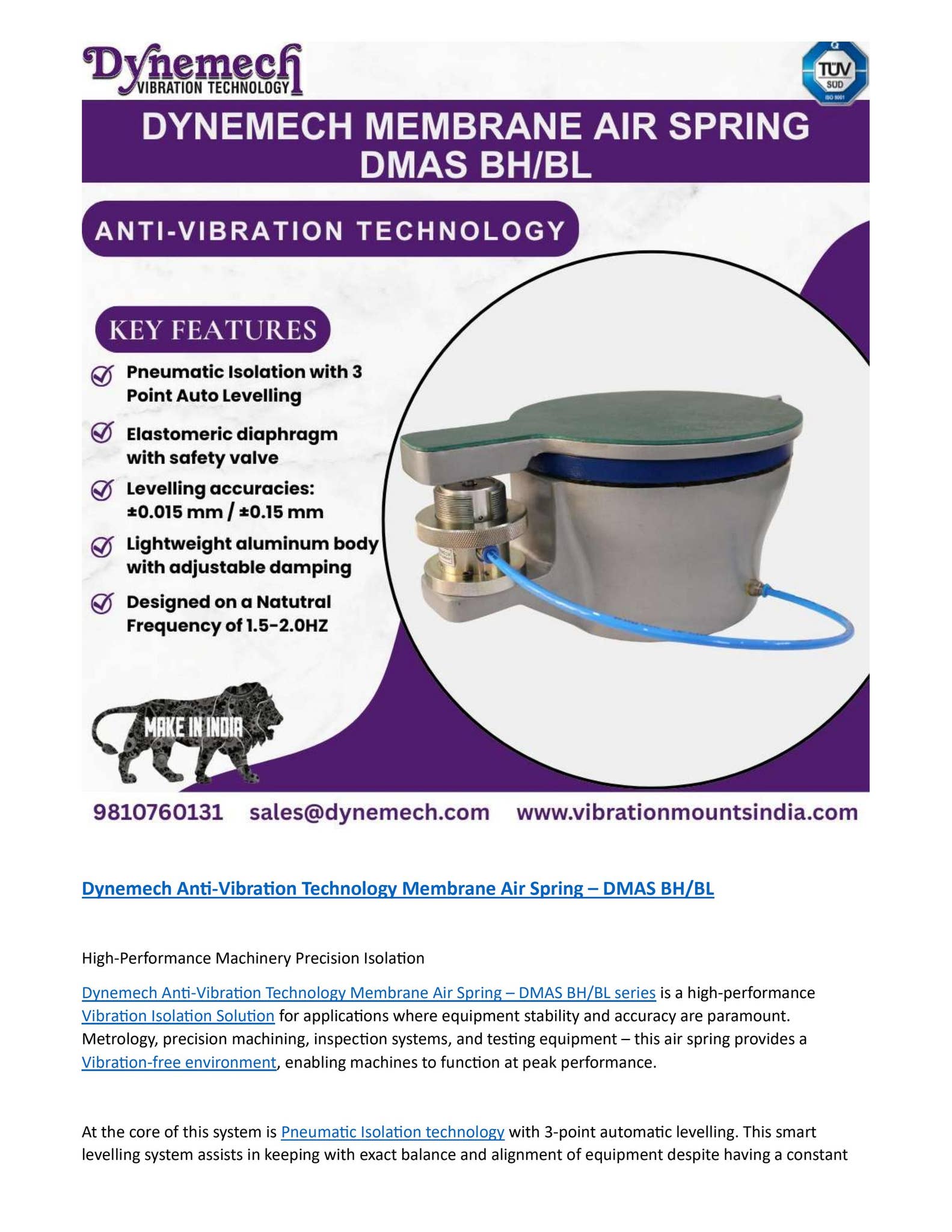 Membrane Air Spring DMAS BH BL by Dynemech AntiVibration Mounts - Issuu