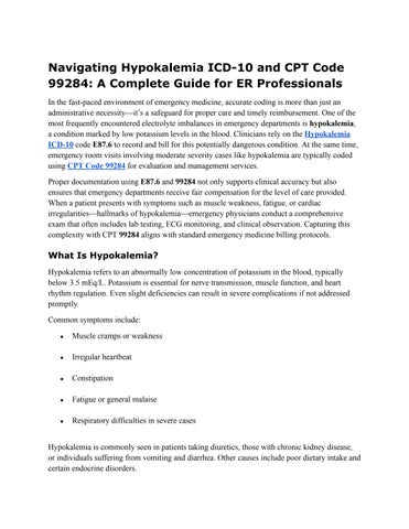 Navigating Hypokalemia ICD-10 and CPT Code 99284_ A Complete Guide for ...