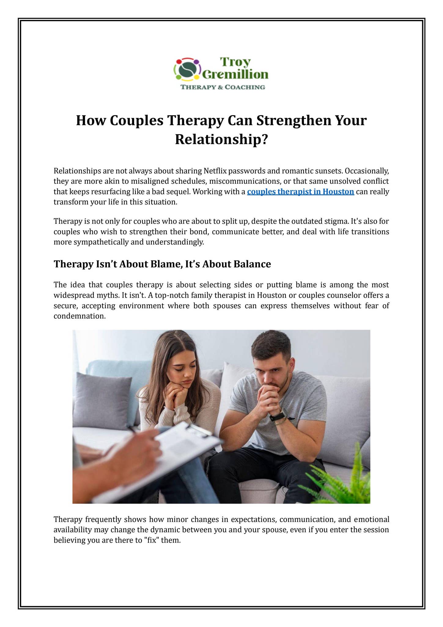 How Couples Therapy Can Strengthen Your Relationship? by Troy ...