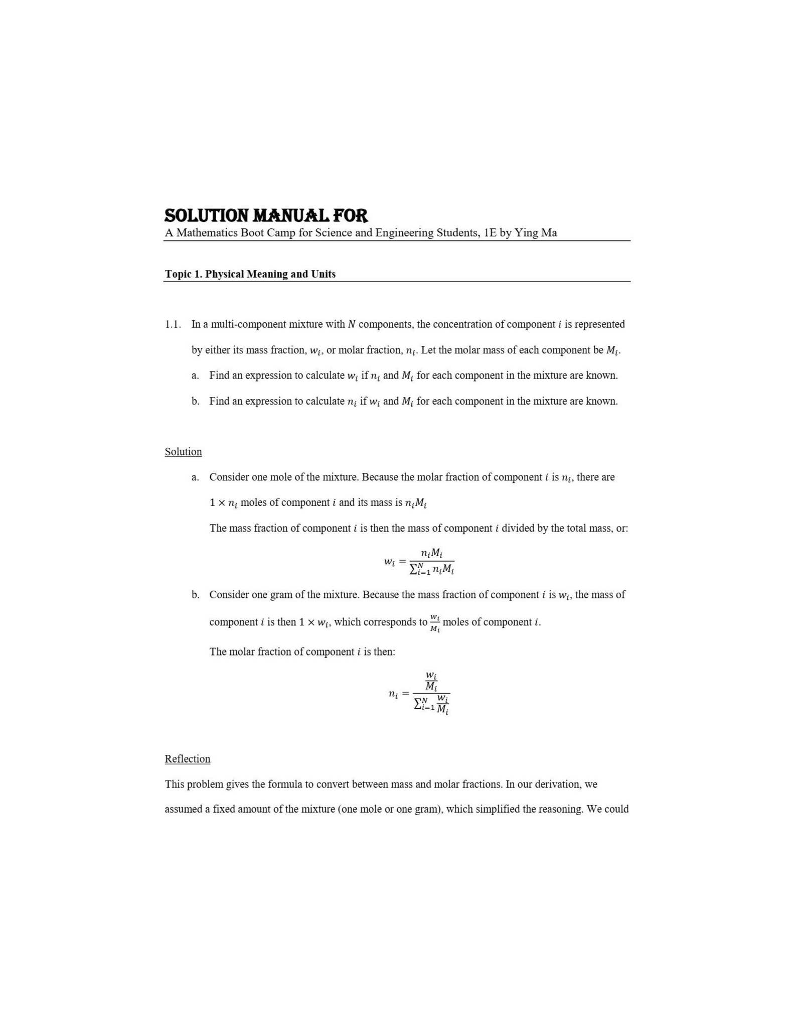 Solution Manual For A Mathematics Boot Camp for Science and Engineering ...