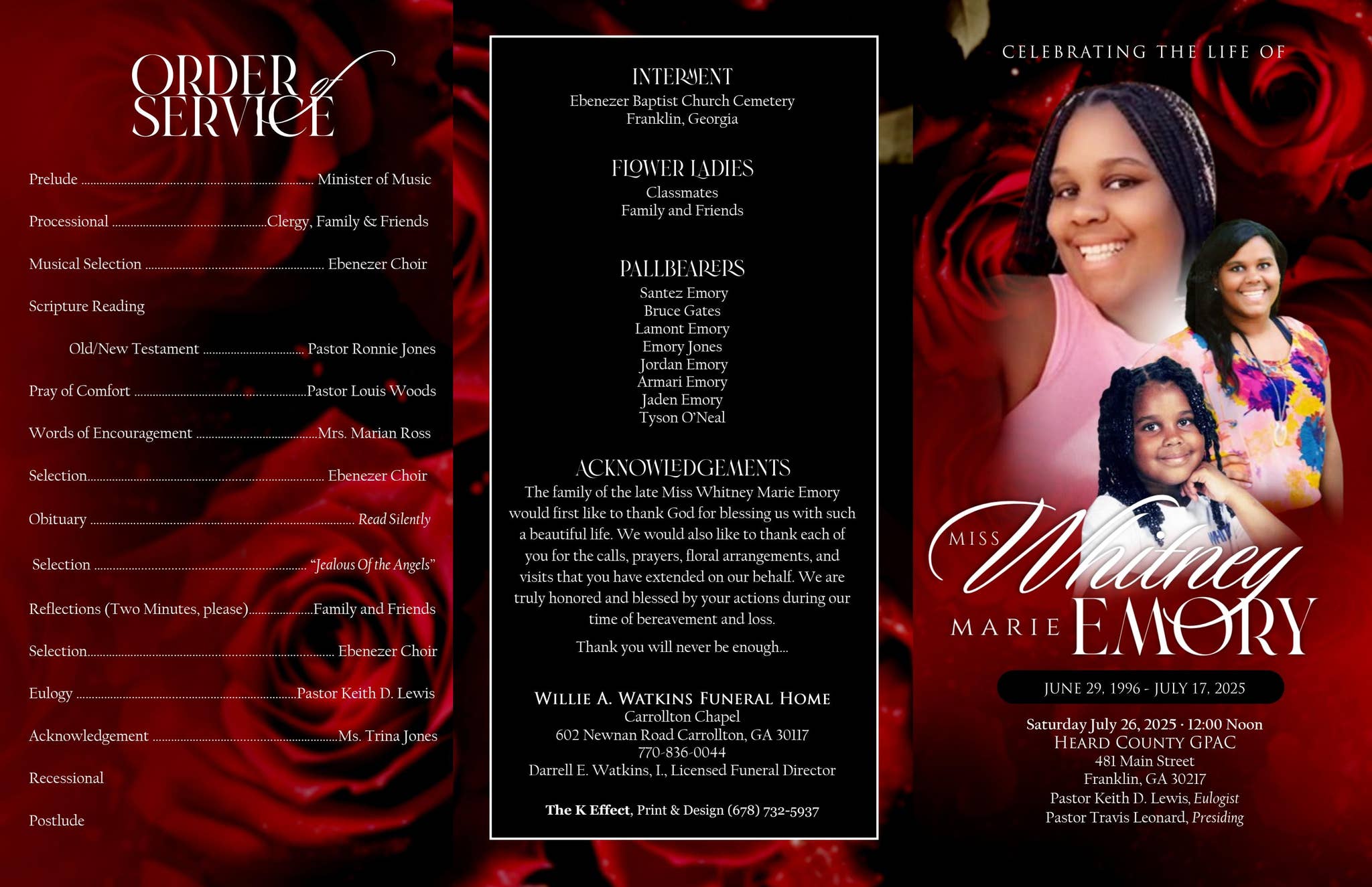 Whitney Emory Life Celebration Program by The K Effect - Issuu