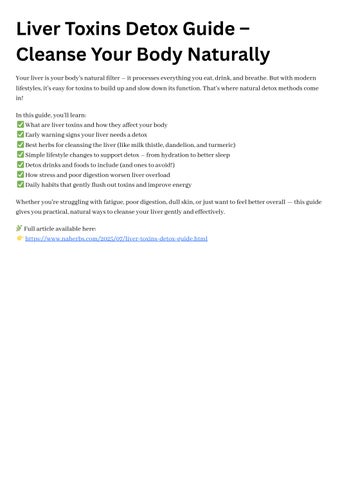 Liver Toxins Detox Guide – Cleanse Your Body Naturally (1)