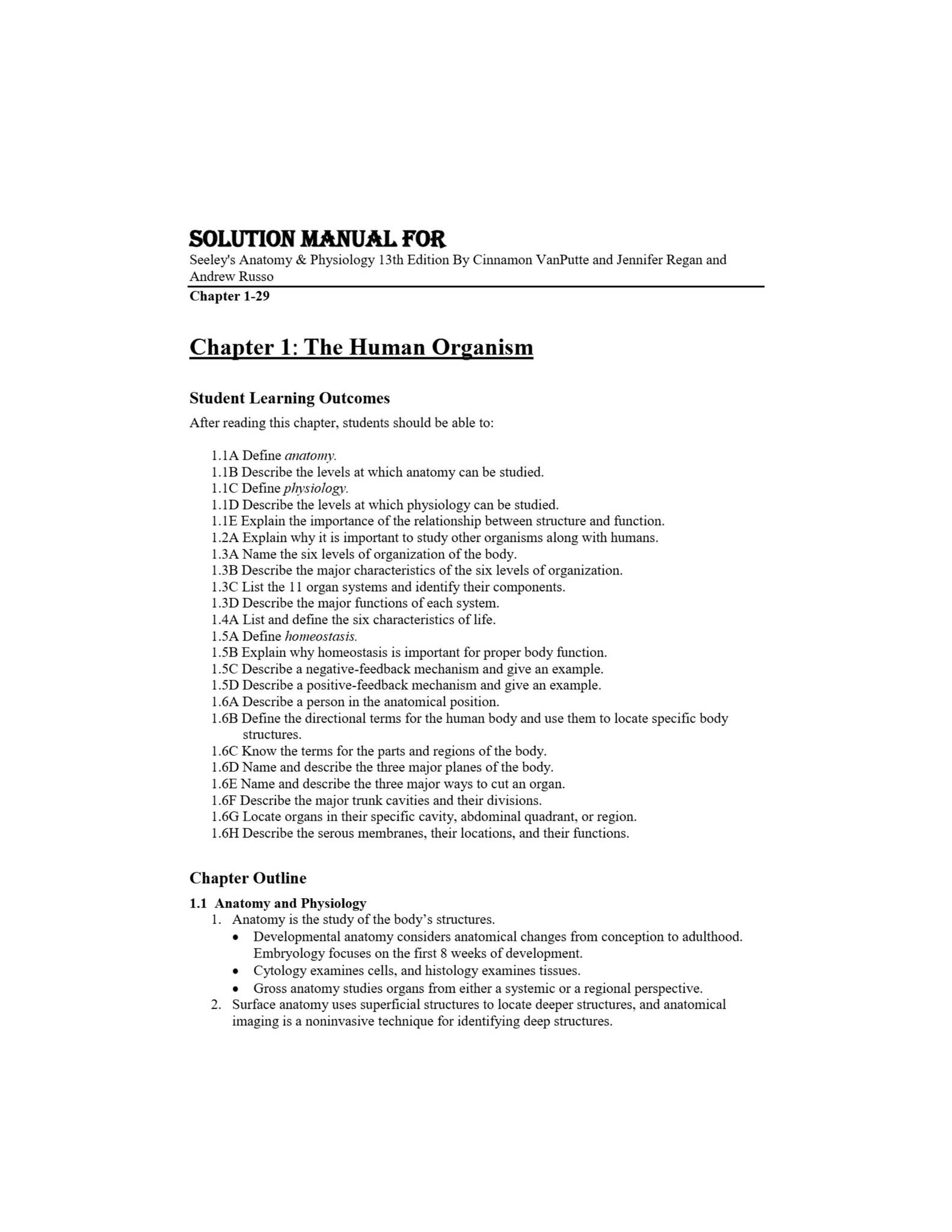 Solution Manual For Seeley's Anatomy & Physiology 13th Edition By ...