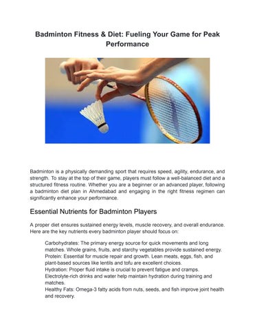 Badminton Fitness & Diet_ Fueling Your Game for Peak Performance