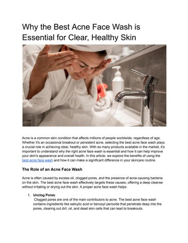 Why the Best Acne Face Wash is Essential for Clear, Healthy Skin