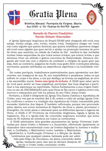 Boletim Agosto - Paróquia da Virgem Maria