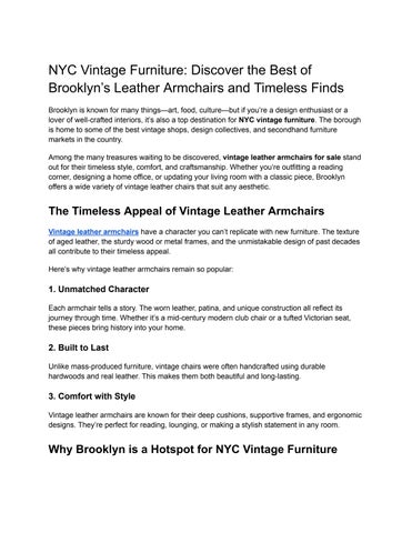 NYC Vintage Furniture_ Discover the Best of Brooklyn’s Leather Armchairs and Timeless Finds
