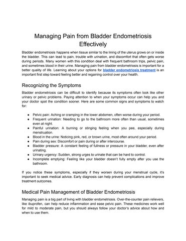 Managing Pain from Bladder Endometriosis Effectively