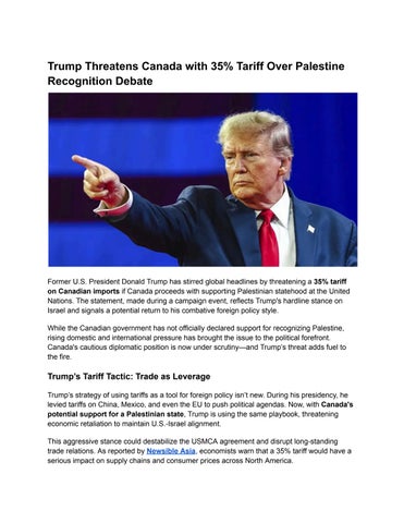 Trump Threatens Canada with 35% Tariff