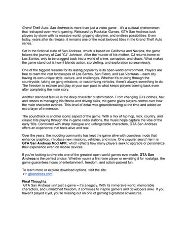 GTA San Andreas – A Timeless Classic in the World of Gaming