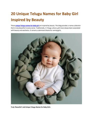 20 Unique Telugu Names for Baby Girl Inspired by Beauty