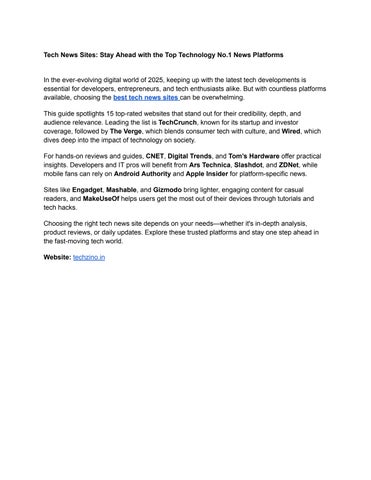 Tech News Sites: Stay Ahead with the Top Technology No.1 News Platforms