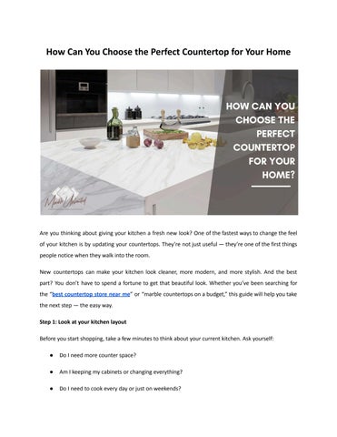 How Can You Choose the Perfect Countertop for Your Home