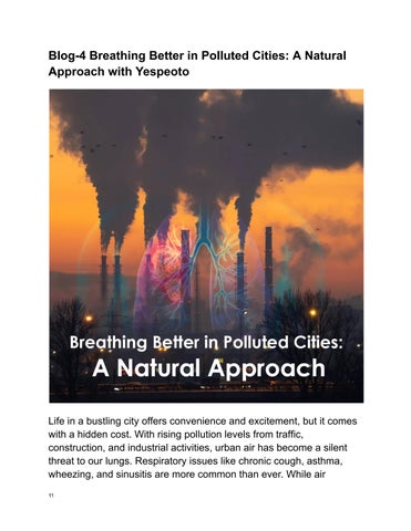 Breathing Better in Polluted Cities: A Natural Approach with Yespeoto-Dhakshin Wellness and Ayurveda