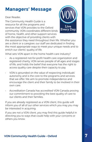 VON Oxford Community Health 指南 第 7 页