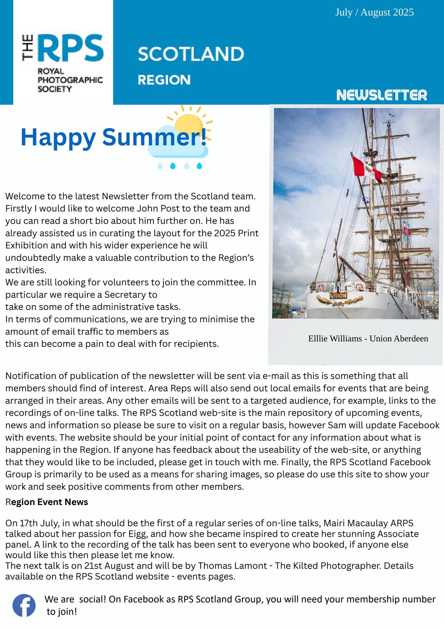 Newsletter Rspc RPS Scotland Newsletter JulyAugust 2025 by Royal Photographic Society ...