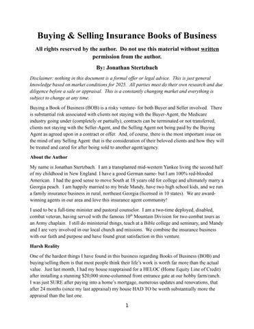 Buying an Insurance Book of Business