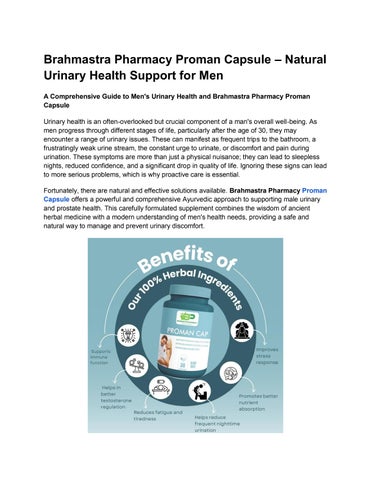 Proman Capsule – A Urinary Health Support for Men