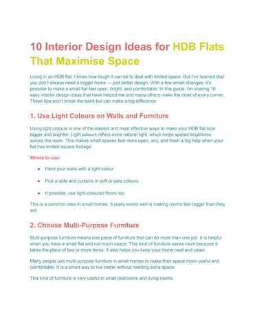 10 Interior Design Ideas for HDB Flats That Maximise Space