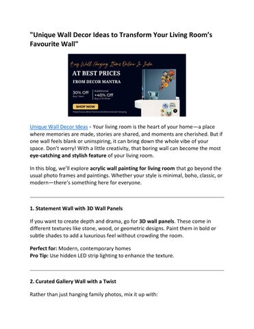 Unique Wall Decor Ideas to Transform Your Living Room