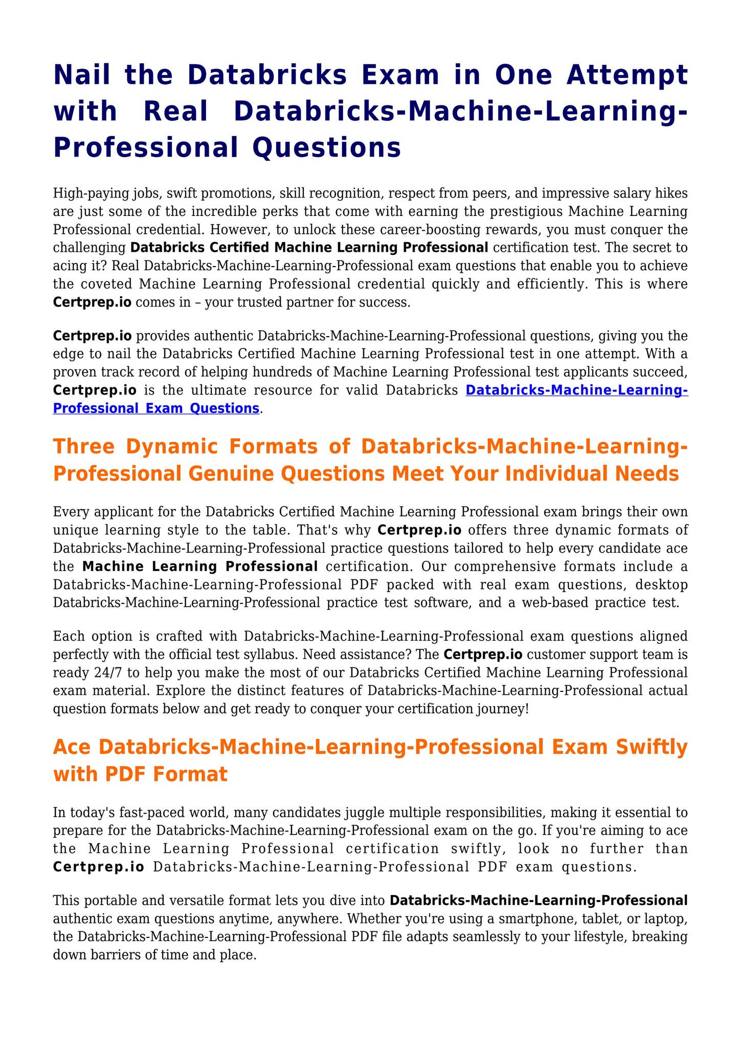 Best Databricks Machine Learning Professional Questions – Join Certprep ...