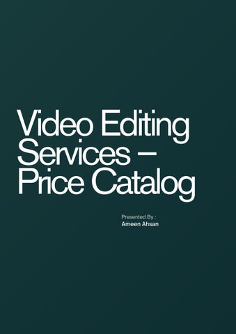 Video Editing Services – Price Catalog