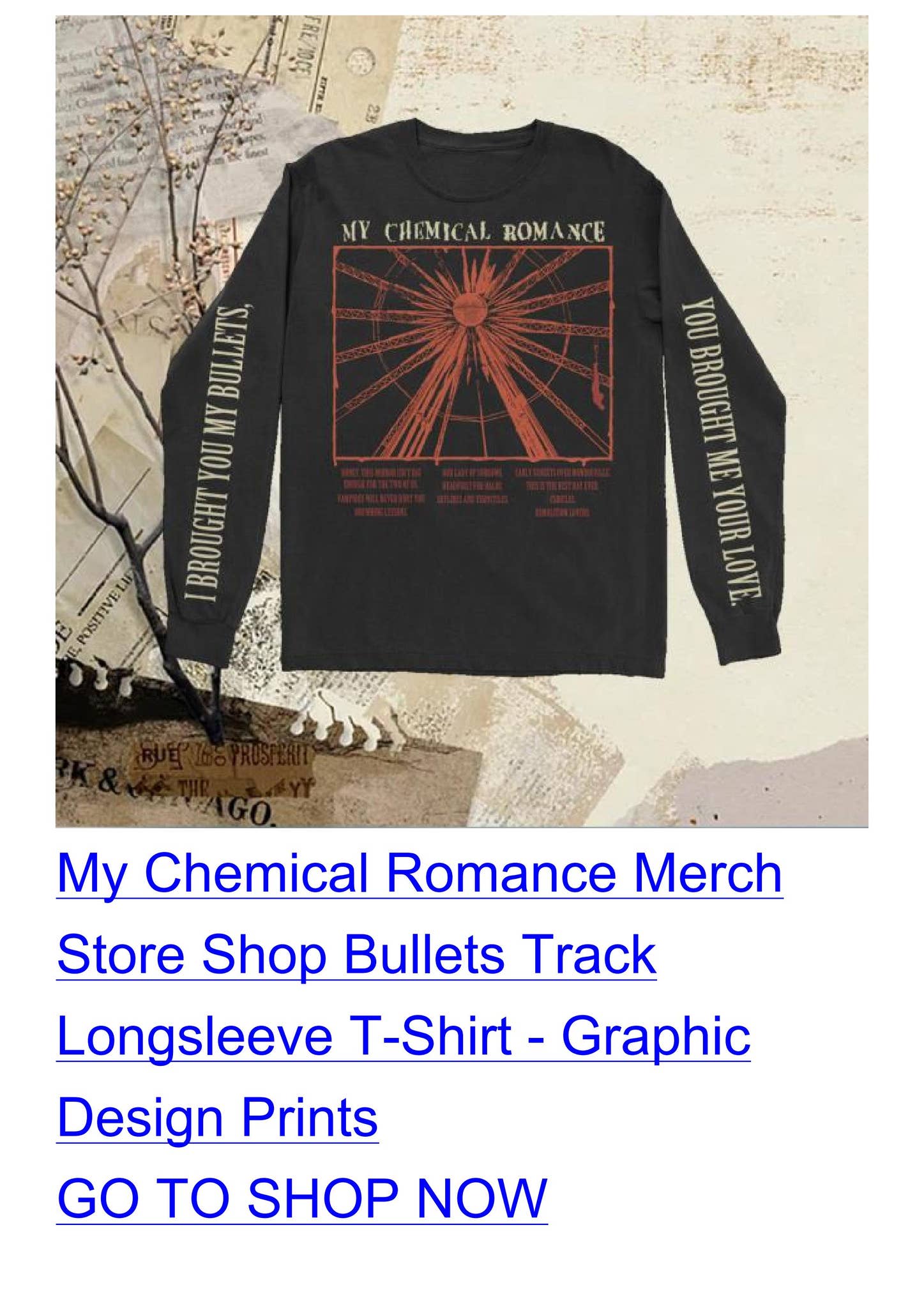 My Chemical Romance Merch Store Shop Bullets Track Longsleeve by
