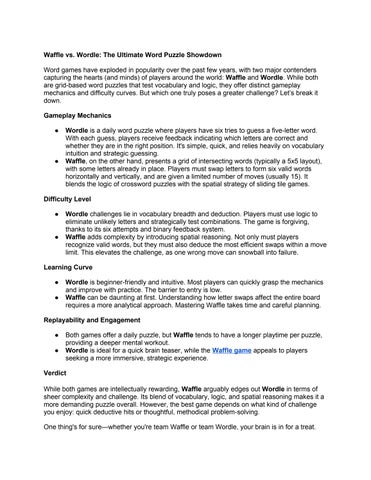 Waffle or Wordle: Which Word Puzzle Is More Challenging