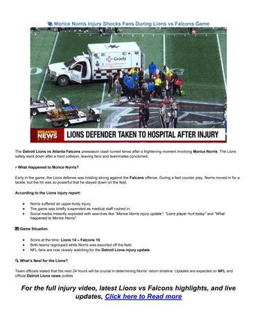 Morice Norris Injury full news