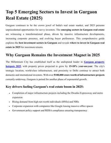 Top 5 Emerging Sectors to Invest in Gurgaon Real Estate (2025) by Ganga ...