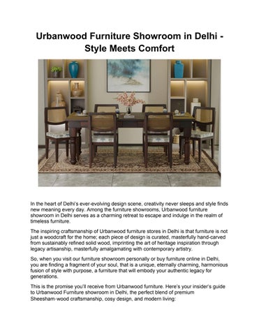 Urbanwood Furniture Showroom in Delhi – Style Meets Comfort