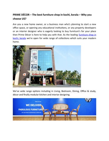 PRIME DÉCOR – The best furniture shop in kochi, kerala – Why you choose US?