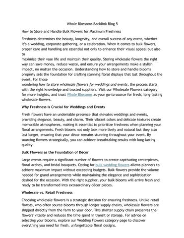 How to Store and Handle Bulk Flowers for Maximum Freshness