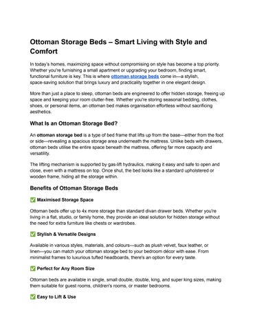 Ottoman Storage Beds – Smart Living with Style and Comfort