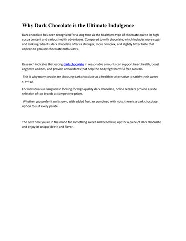 Why Dark Chocolate is the Ultimate Indulgence