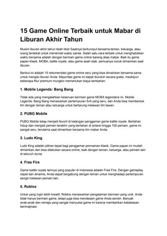 15 Game Online Terbaik untuk Liburan Akhir Tahun