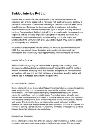 Swidoo interics Pvt Ltd